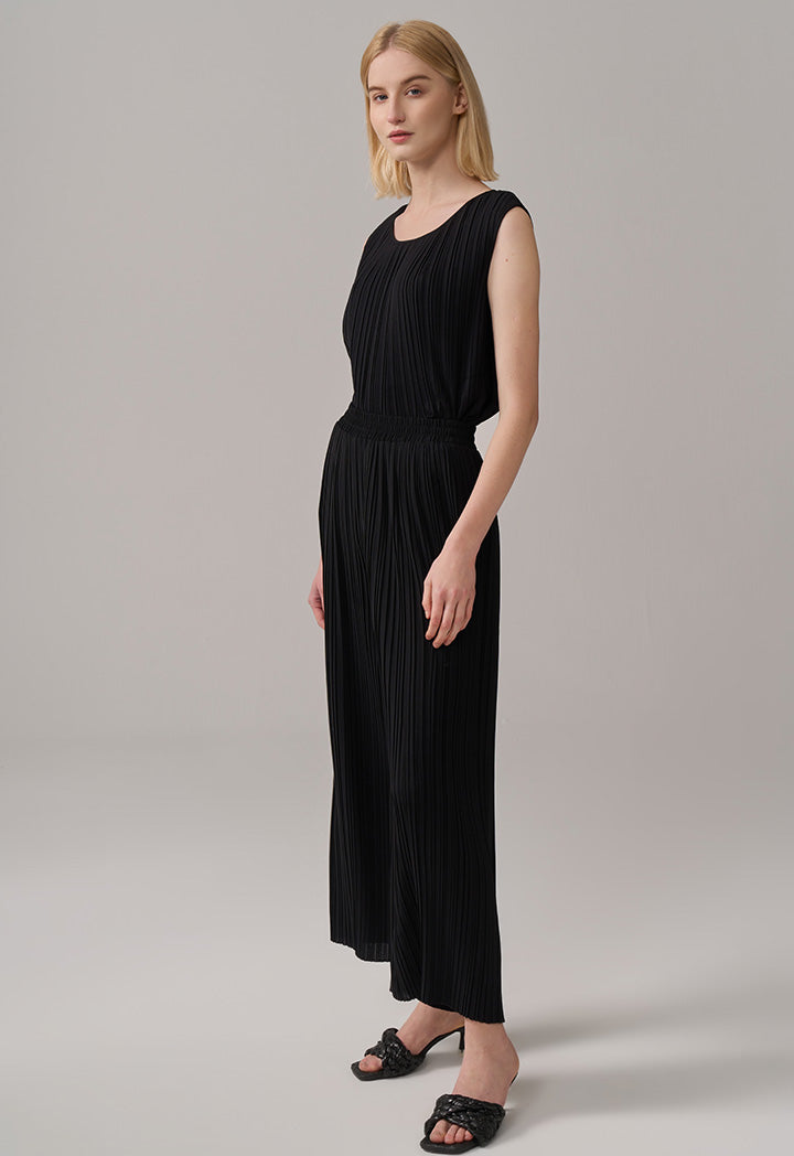 Choice High-Waist Wide Legs Pleated Trousers Black