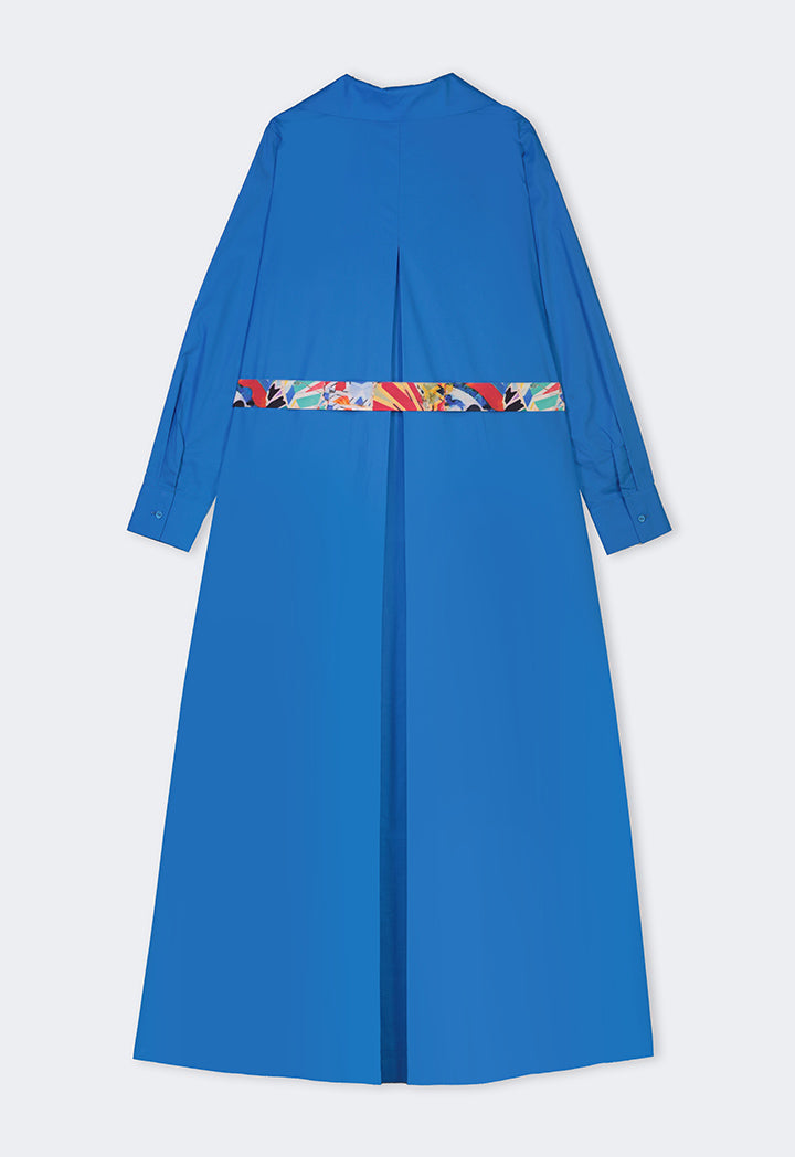 Choice Solid Dress With Printed Belt Cobalt