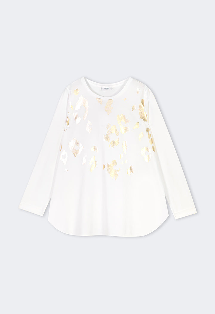 Choice Metallic Foil Print T-Shirt Off White