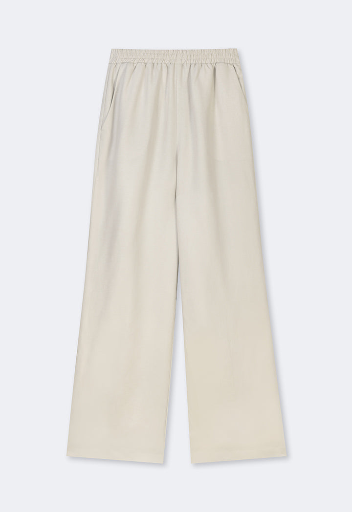 Choice Wide Leg Elasticated Waist Trousers Cream