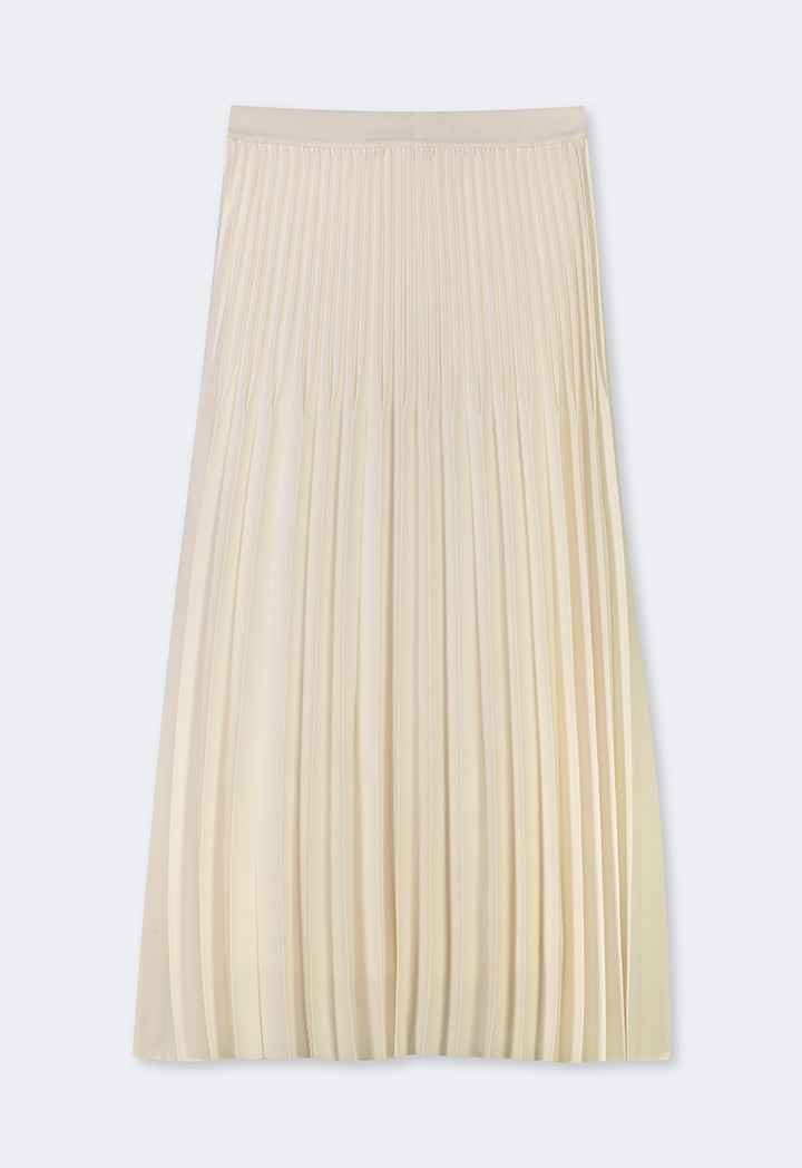 Choice Solid Pleated Skirt Beige