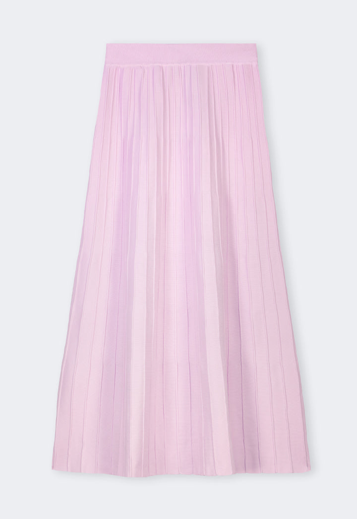 Choice Flared Hem Ribbed Knitted Maxi Skirt Pink