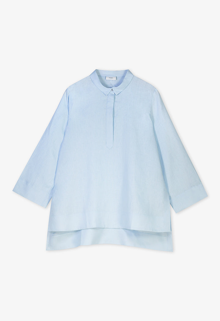 Choice High-Low Basic Long Sleeve Shirt Sky Blue