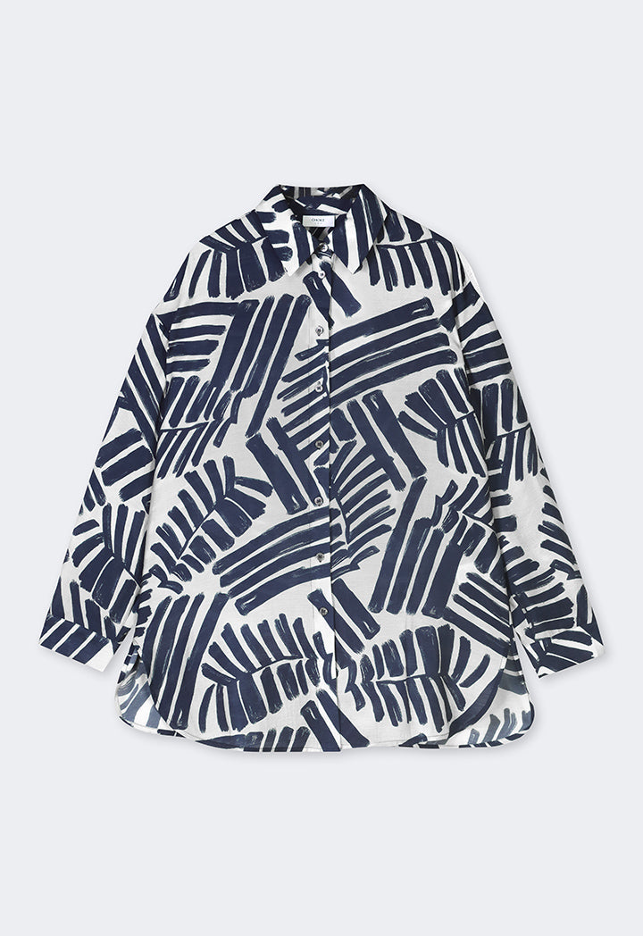 Choice Print Regular Fit Shirt Navy