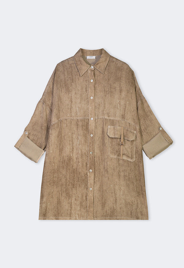 Choice Relaxed Fit Stitch Shirt Brown