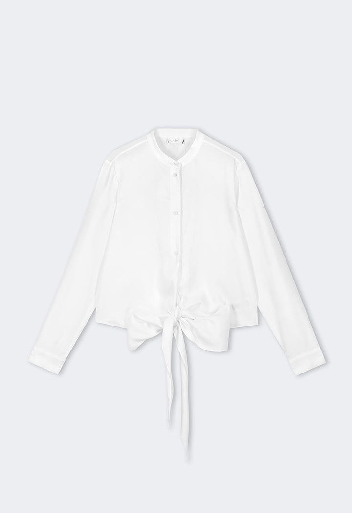 Choice Solid Cropped Shirt Off White