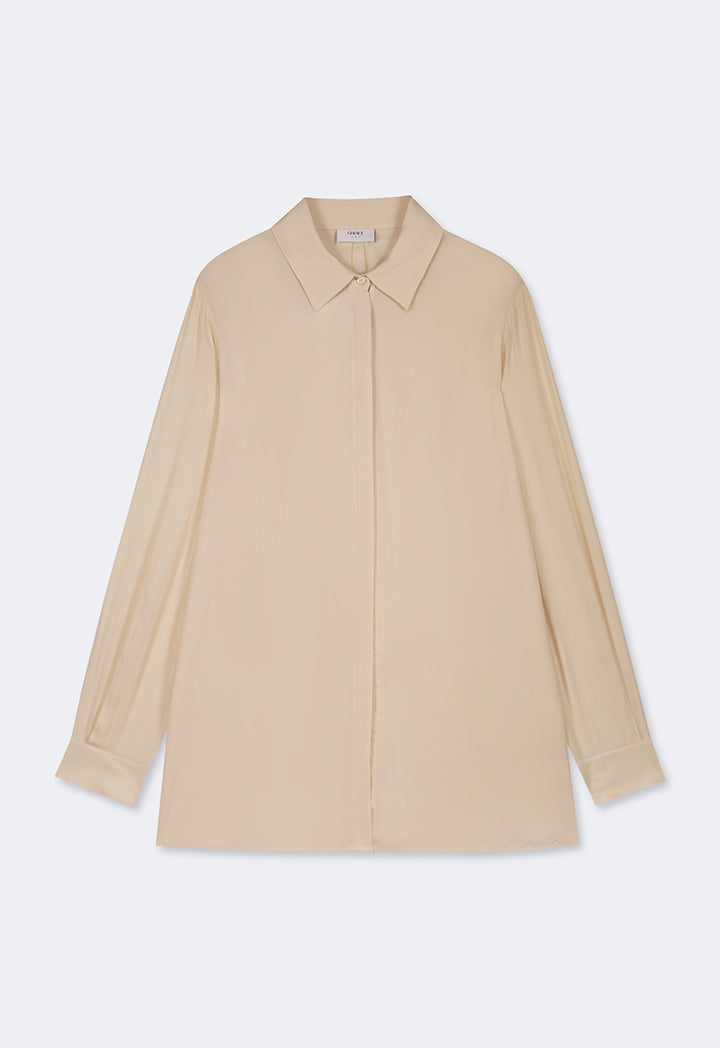 Choice Basic Long Sleeve Shirt Cream