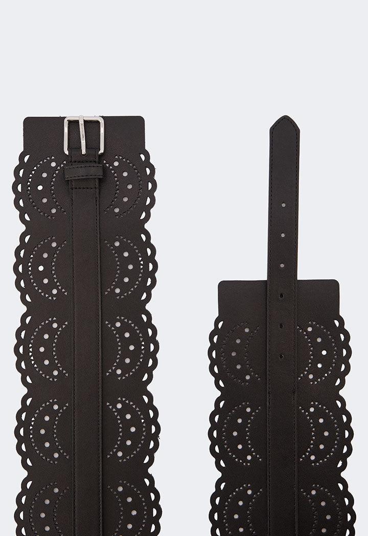 Choice Lace Pu Leather Belt Black