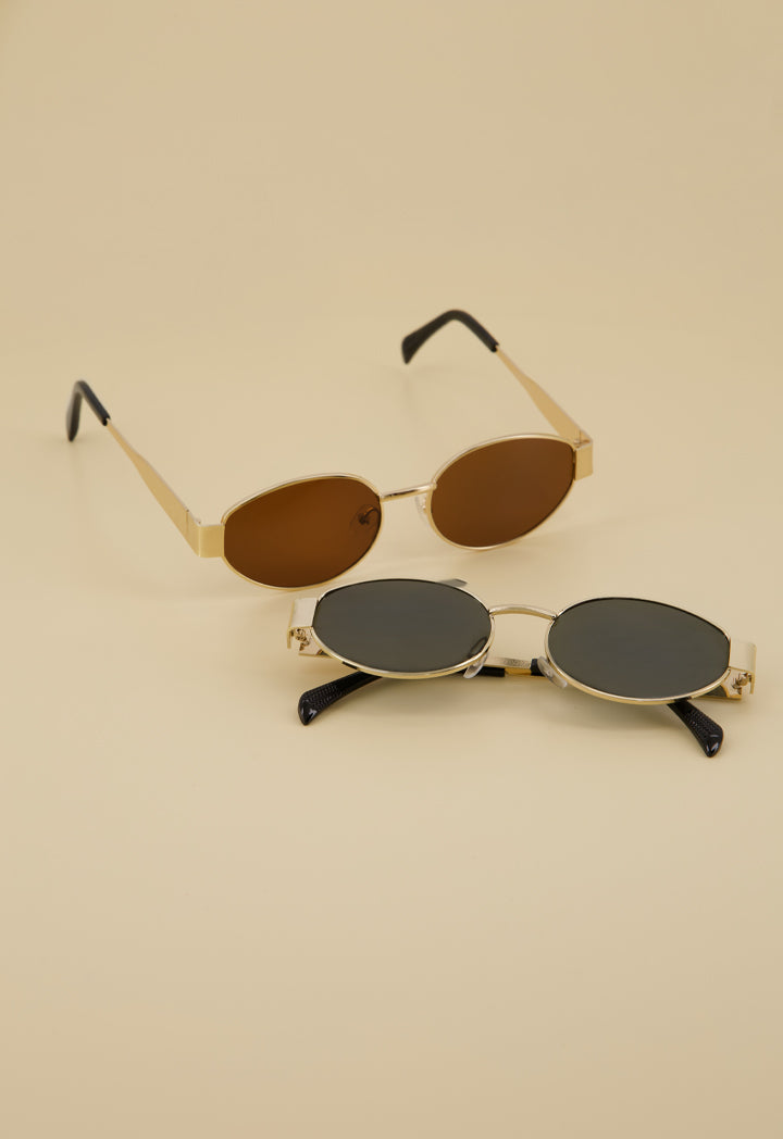 Choice Metallic Oval Sunglasses Brown