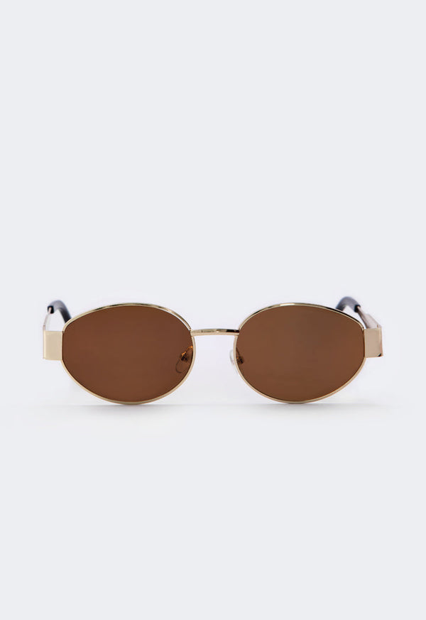 Choice Metallic Oval Sunglasses Brown