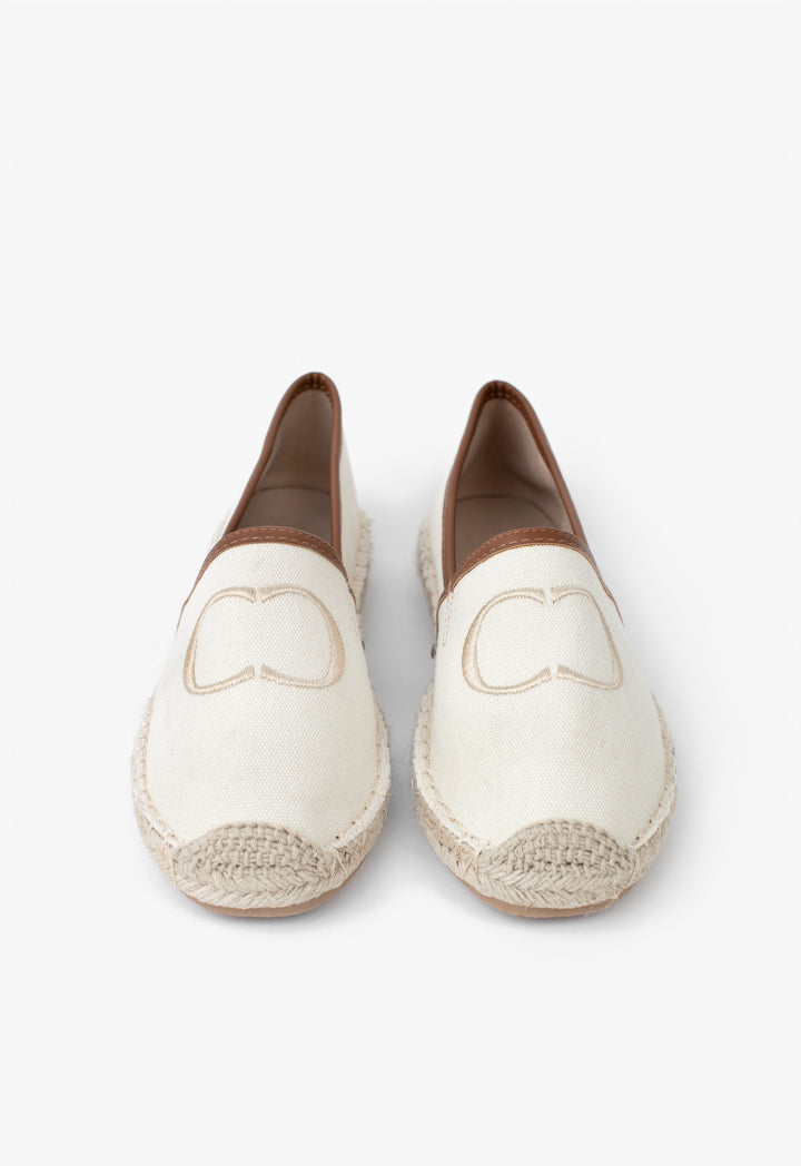 Choice Embroidered Knitted Espadrilles Ivory