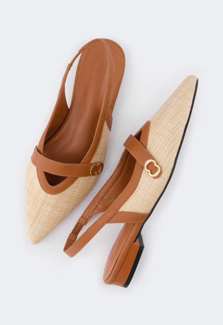 Choice Faux Straw Flat Mules Beige