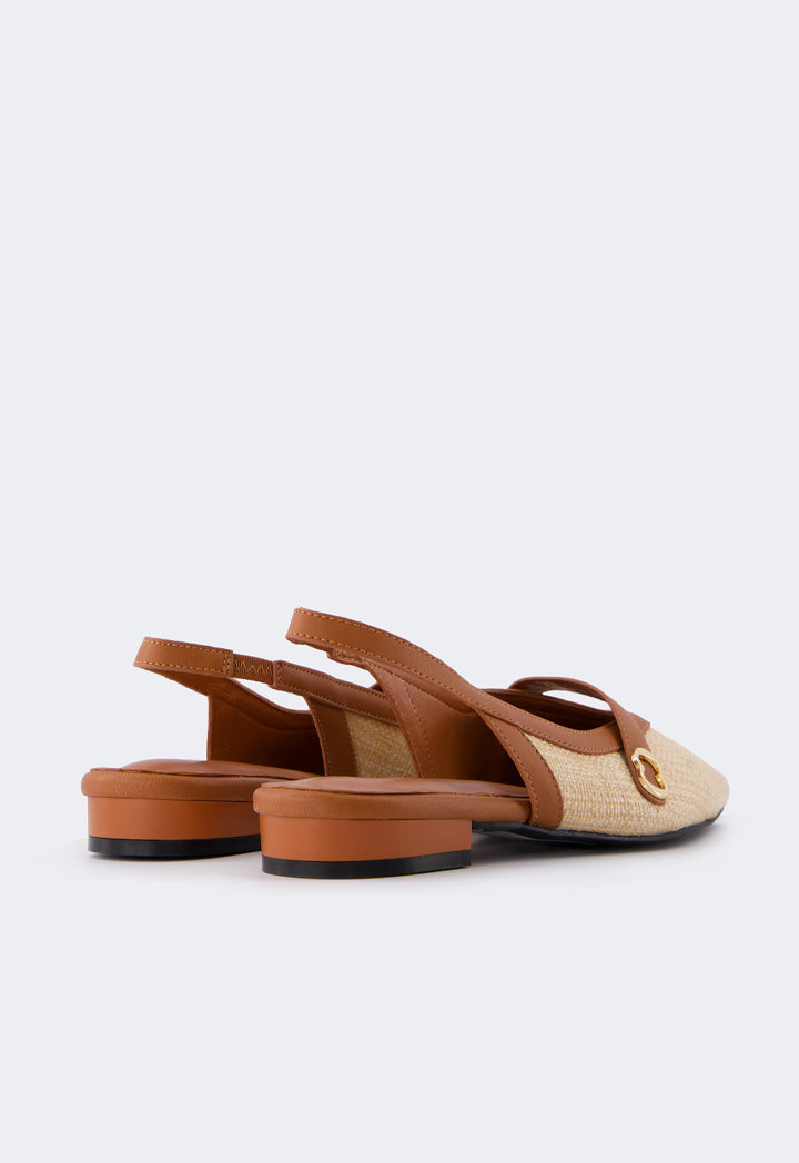 Choice Faux Straw Flat Mules Beige