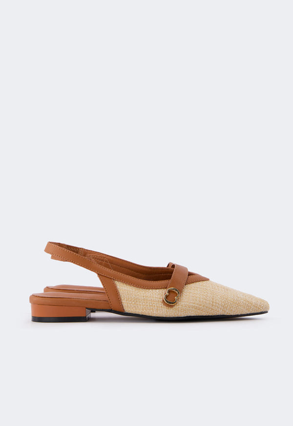 Choice Faux Straw Flat Mules Beige