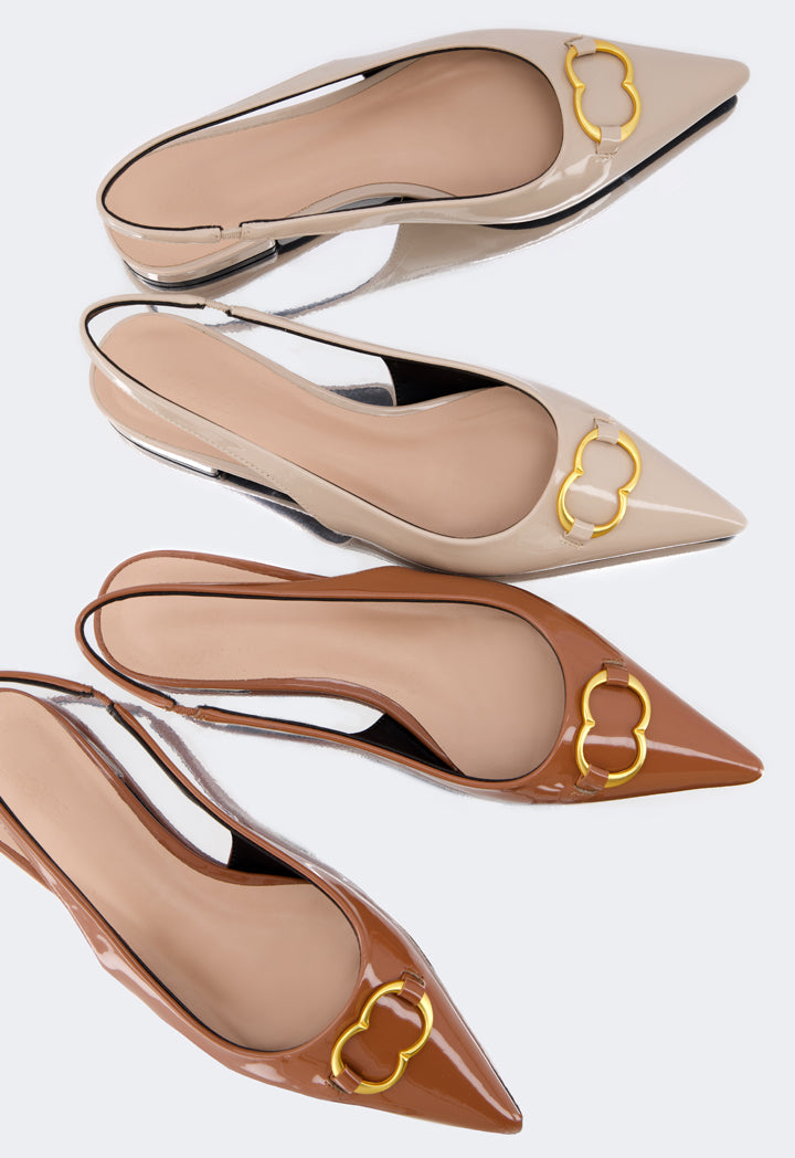 Choice Monogram Sling Back Flat Mules Nude