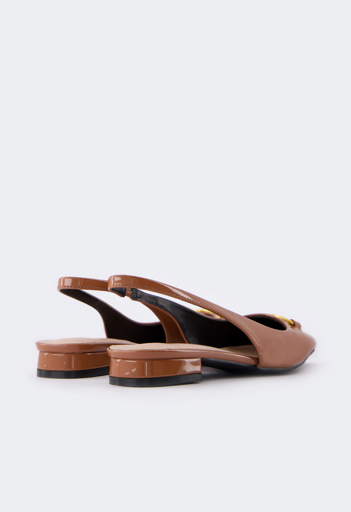 Choice Monogram Sling Back Flat Mules Brown