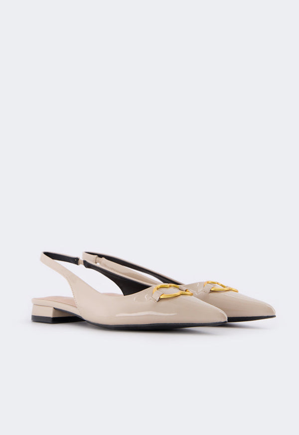 Choice Monogram Sling Back Flat Mules Nude