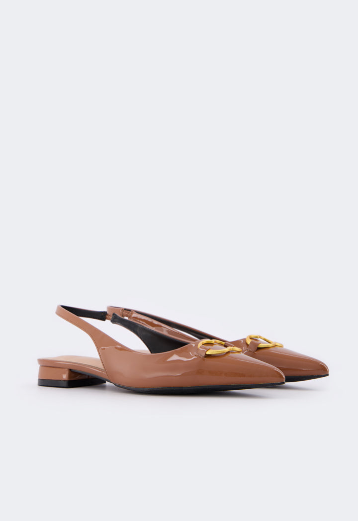 Choice Monogram Sling Back Flat Mules Brown