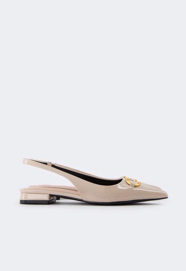 Choice Monogram Sling Back Flat Mules Nude