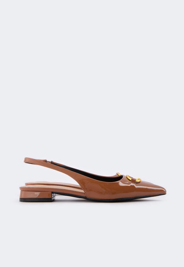 Choice Monogram Sling Back Flat Mules Brown