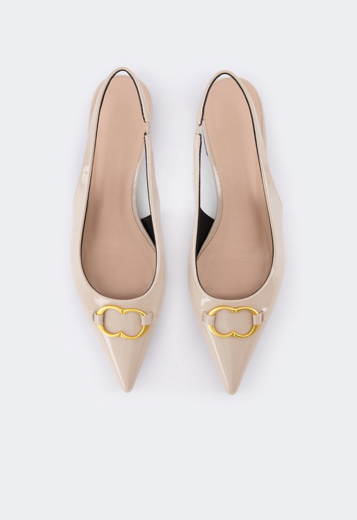 Choice Monogram Sling Back Flat Mules Nude