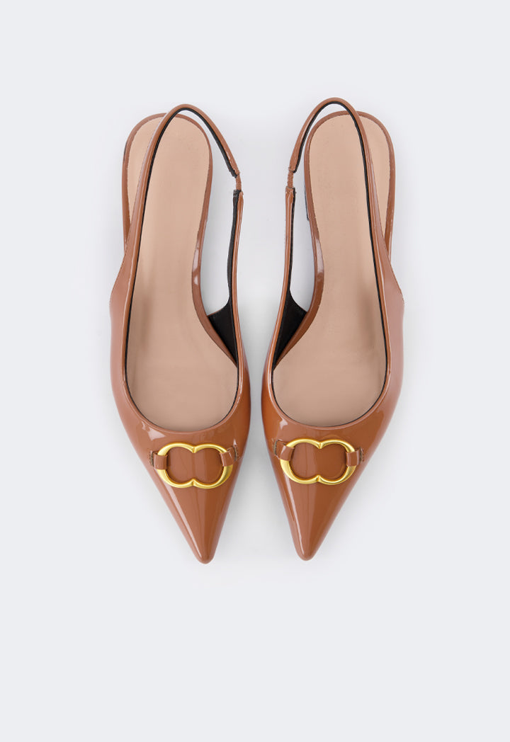 Choice Monogram Sling Back Flat Mules Brown