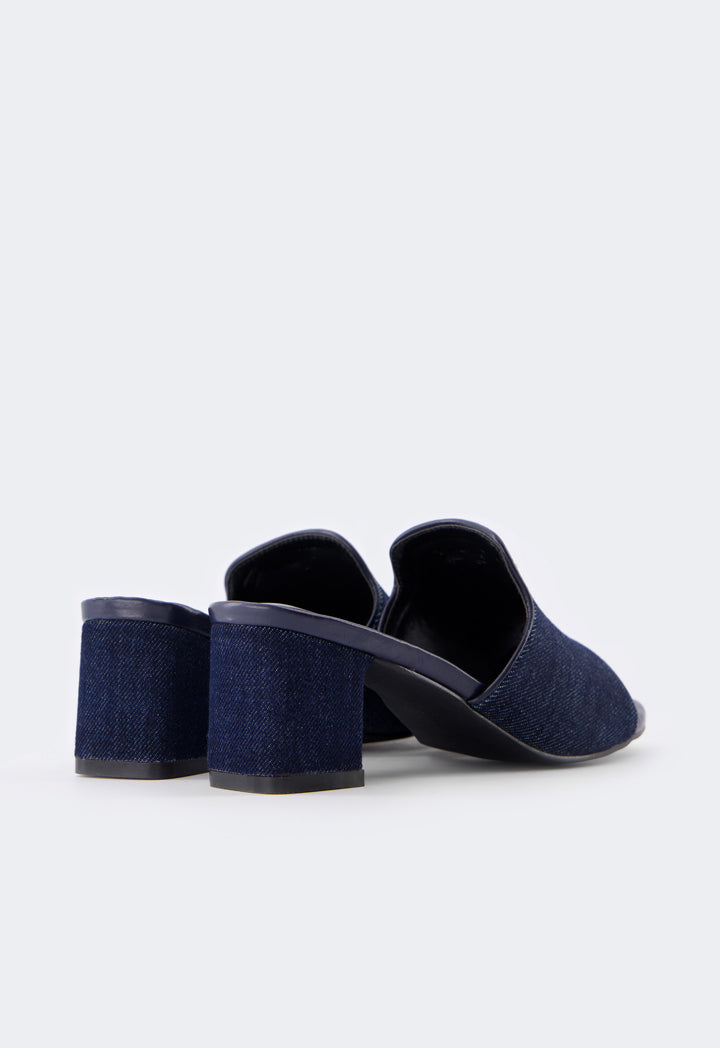 Choice Monogram Denim Heeled Sandals Navy