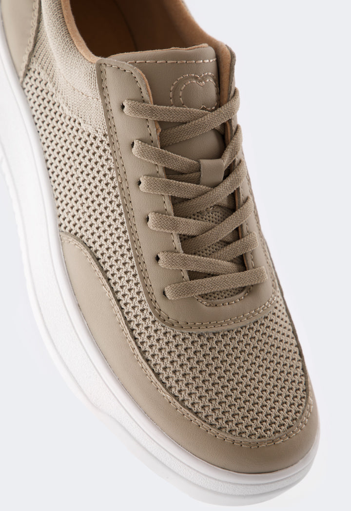 Choice Embroidered Metallic Sneakers Beige