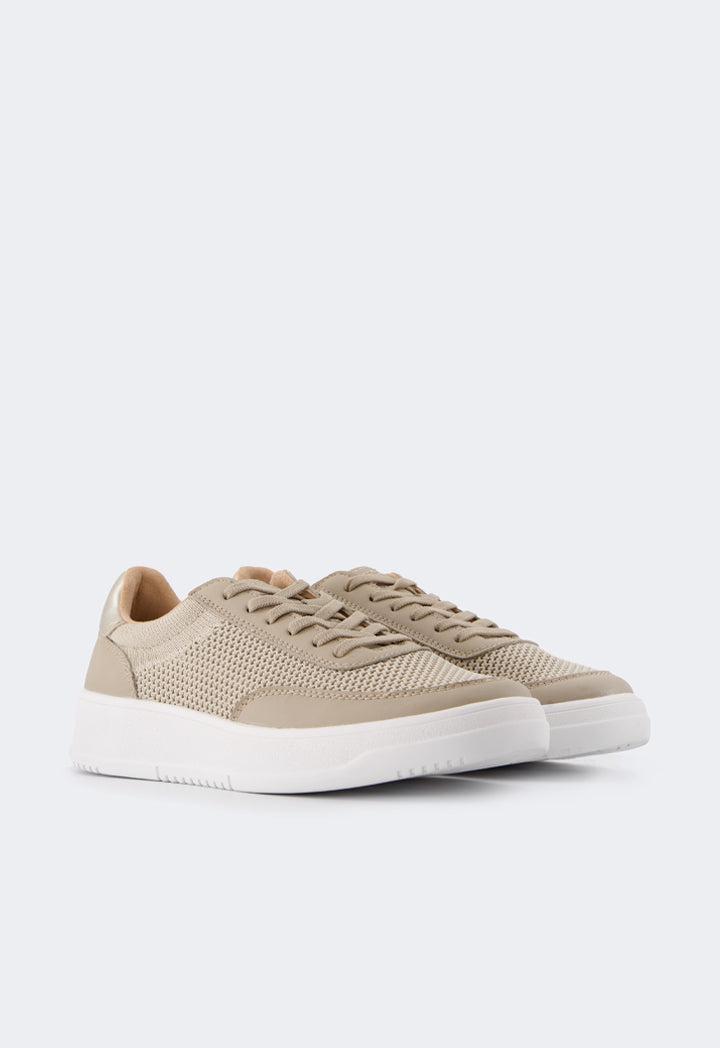 Choice Embroidered Metallic Sneakers Beige