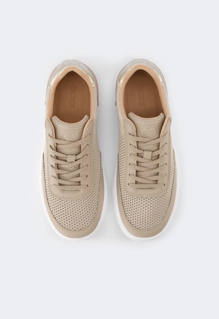 Choice Embroidered Metallic Sneakers Beige