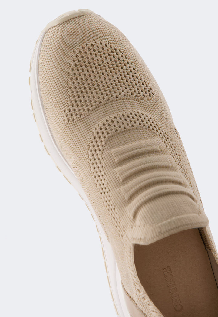 Choice Solid Lace Less Sneakers Dark Beige