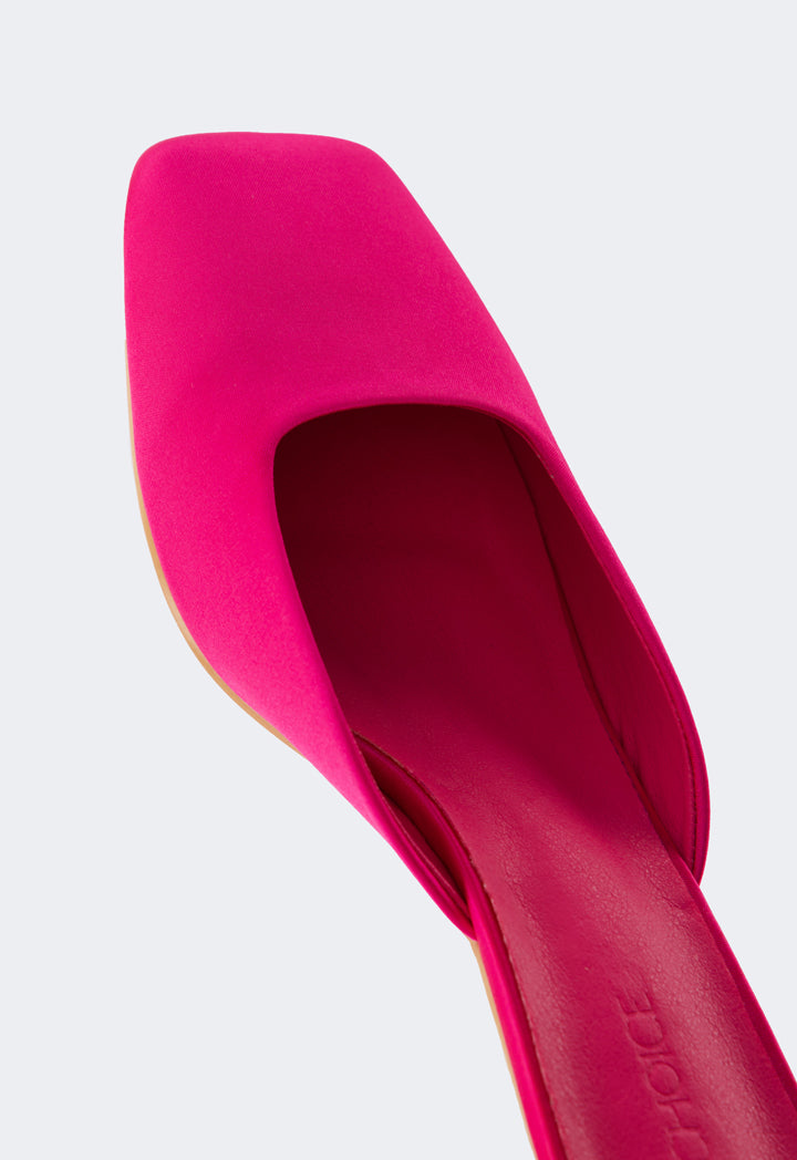 Choice Square Toe Heeled Mules Fuchsia