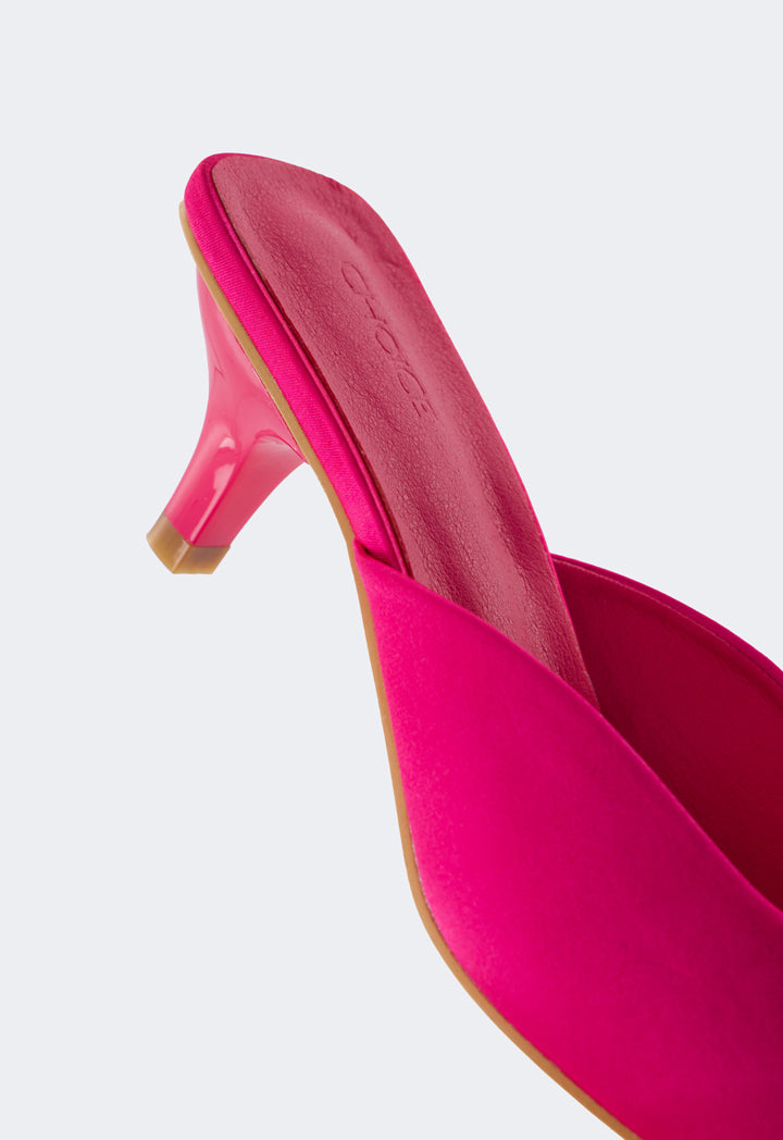 Choice Square Toe Heeled Mules Fuchsia