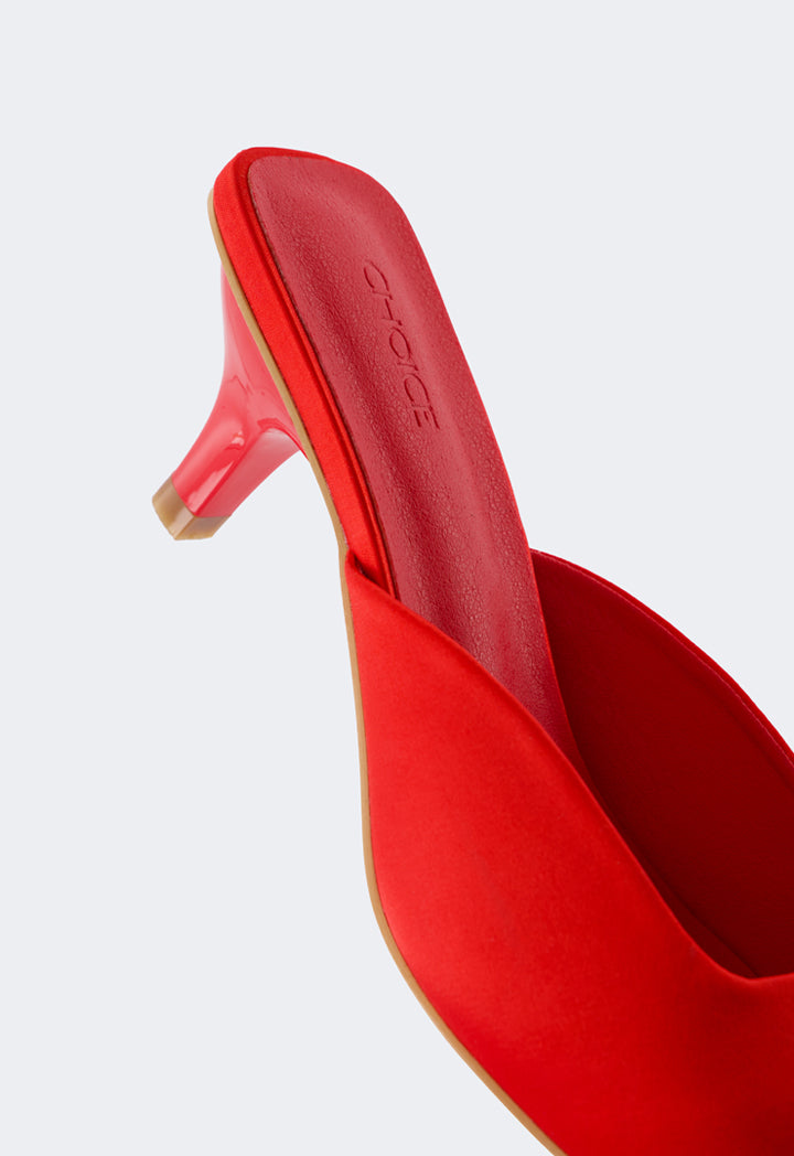 Choice Square Toe Heeled Mules Red