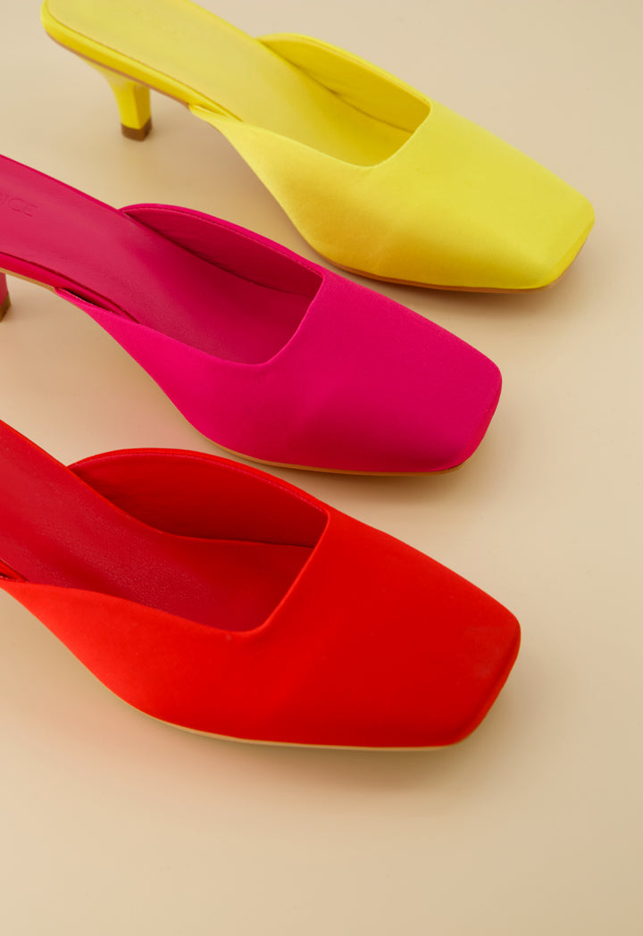 Choice Square Toe Heeled Mules Fuchsia