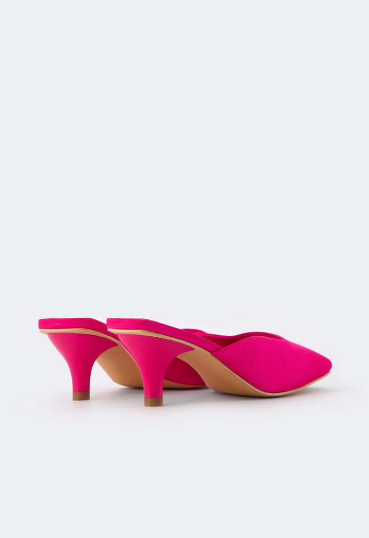 Choice Square Toe Heeled Mules Fuchsia