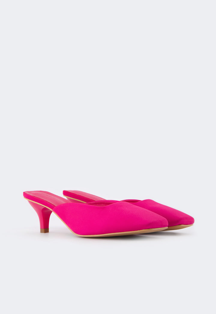 Choice Square Toe Heeled Mules Fuchsia