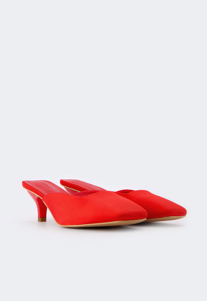 Choice Square Toe Heeled Mules Red