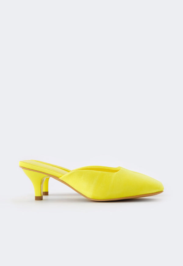 Choice Square Toe Heeled Mules Yellow