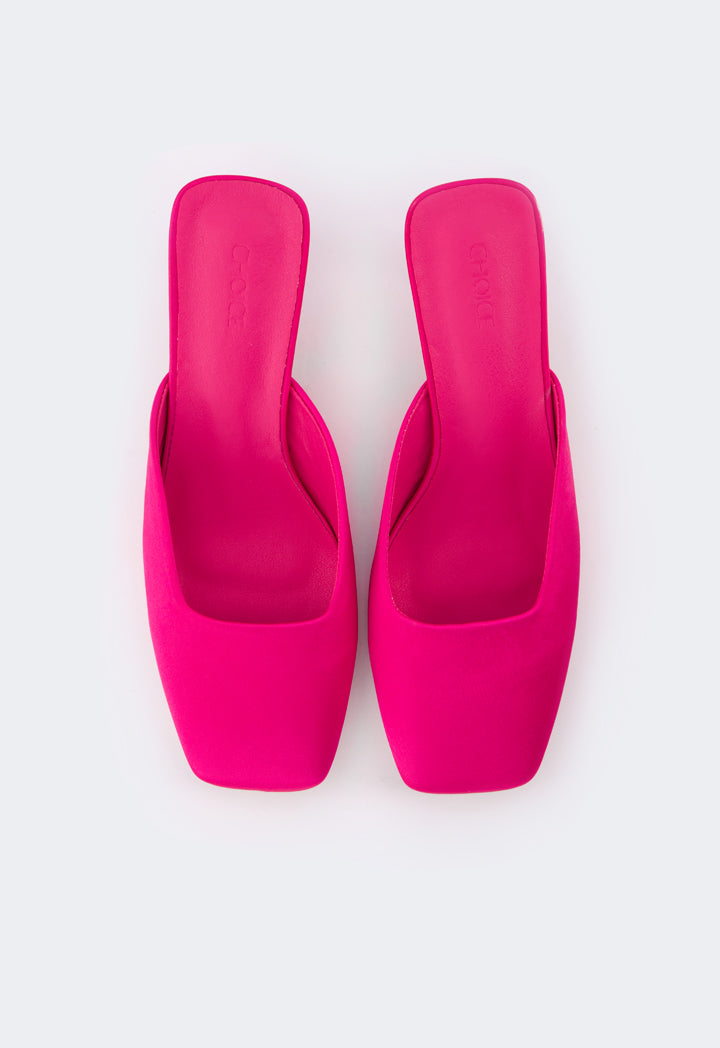 Choice Square Toe Heeled Mules Fuchsia