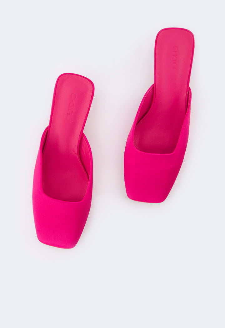 Choice Square Toe Heeled Mules Fuchsia