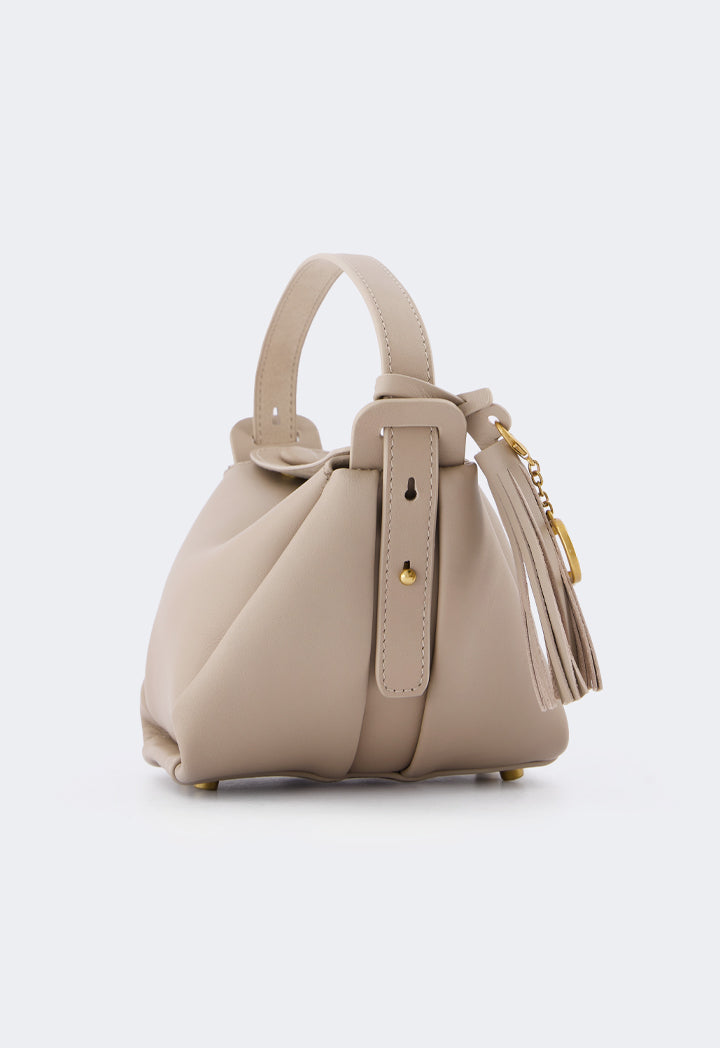 Choice Modern Plain Pu Leather Handbag Beige