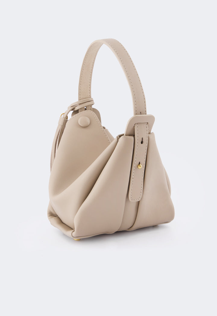 Choice Modern Plain Pu Leather Handbag Beige