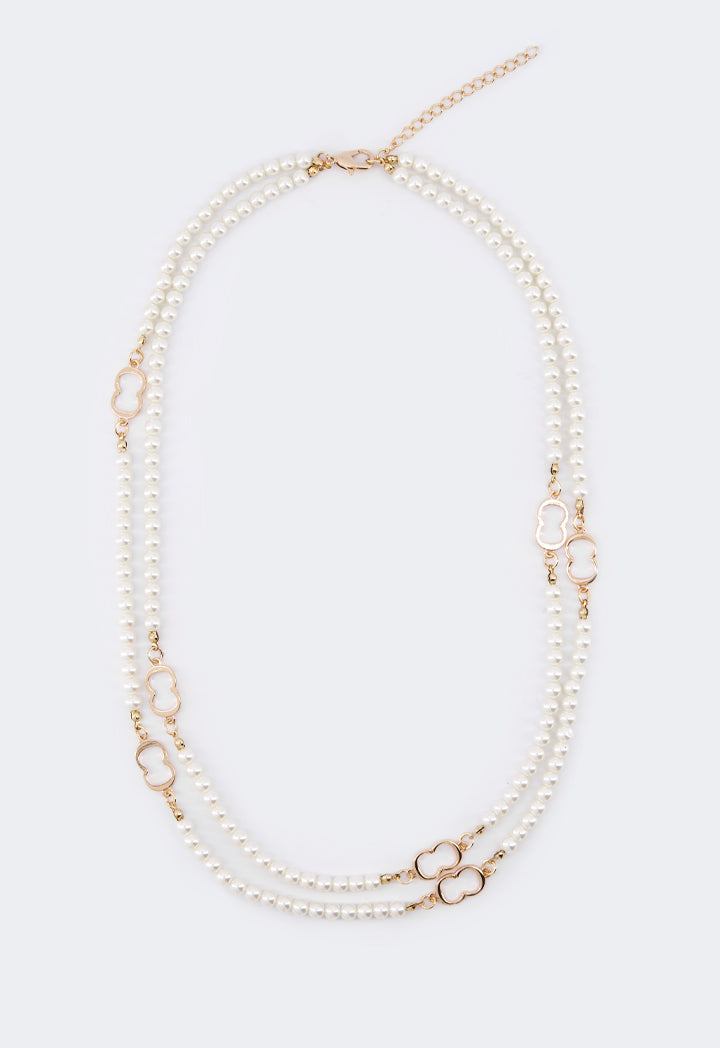 Choice Monogram Faux Pearls Necklace Off White