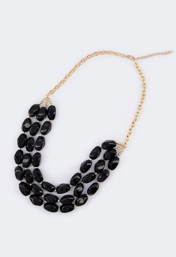 Choice Multistrand Marble Necklace Black