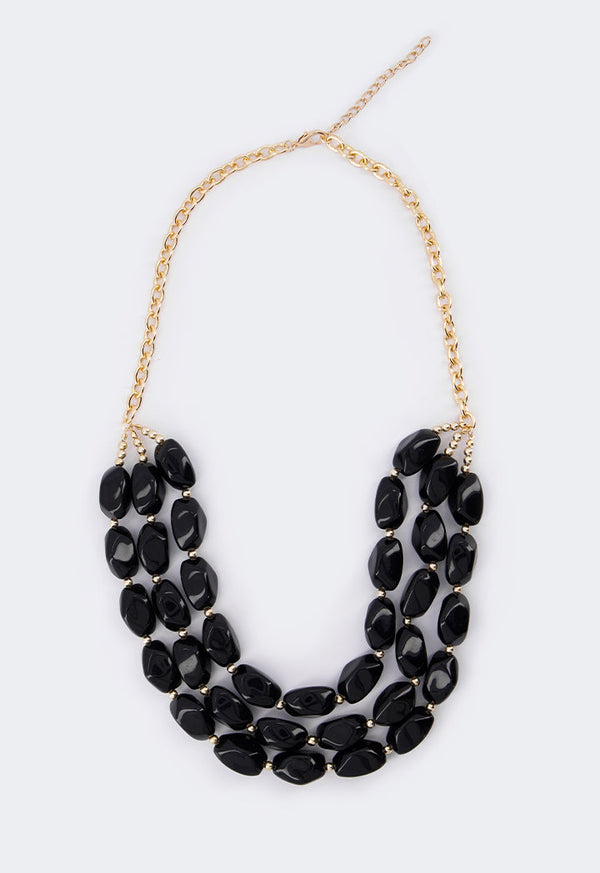 Choice Multistrand Marble Necklace Black