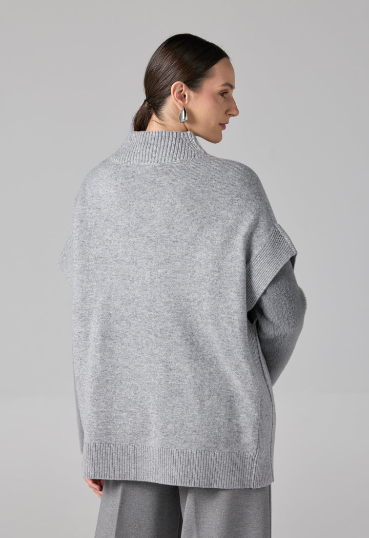 Choice Solid Knitted Sweater Vest Grey