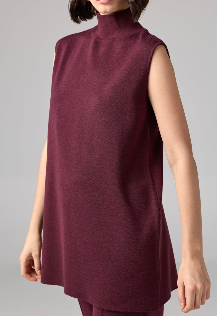 Choice Basic Sleeveless Knitted Top Burgundy