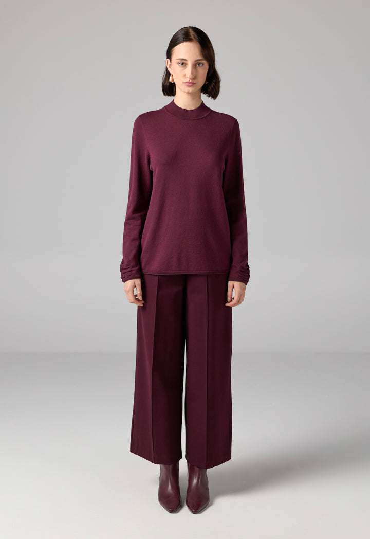Choice Basic Long Sleeve Knitted Sweater Burgundy