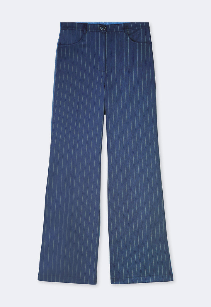 Choice Stripped Trousers With Denim Yoke Blue